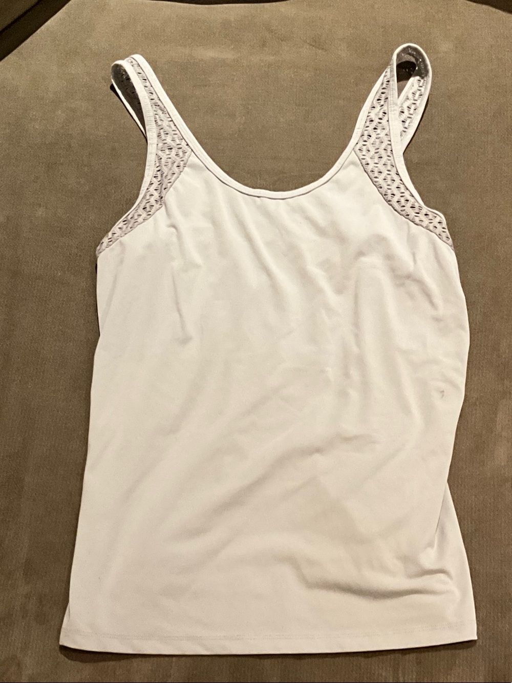 Fabletics White Lace-Trim Tank Top
